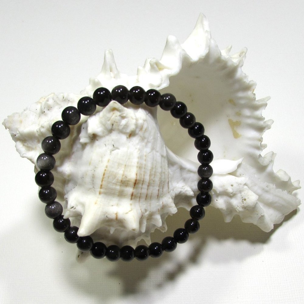 Natural Silver Obsidian Gemstone Bracelet